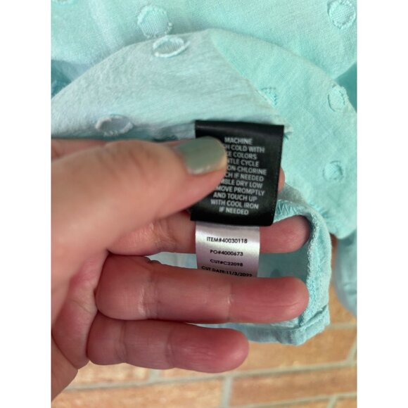 Torrid Light Blue Eyelet Clip Dot Long Sleeve Cotton Top Blouse Womens Size 2X - Picture 6 of 14